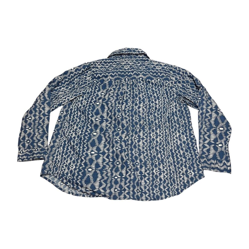 Roaman’s Button Up Long Sleeve Blue/White Comfortable Shirt Women’s Size Small - Picture 3 of 7
